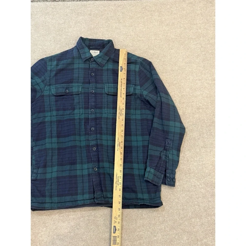 LL Bean Plaid Flannel Shacket Warm Fleece Lined Traditional Fit Mens Sz Medium M